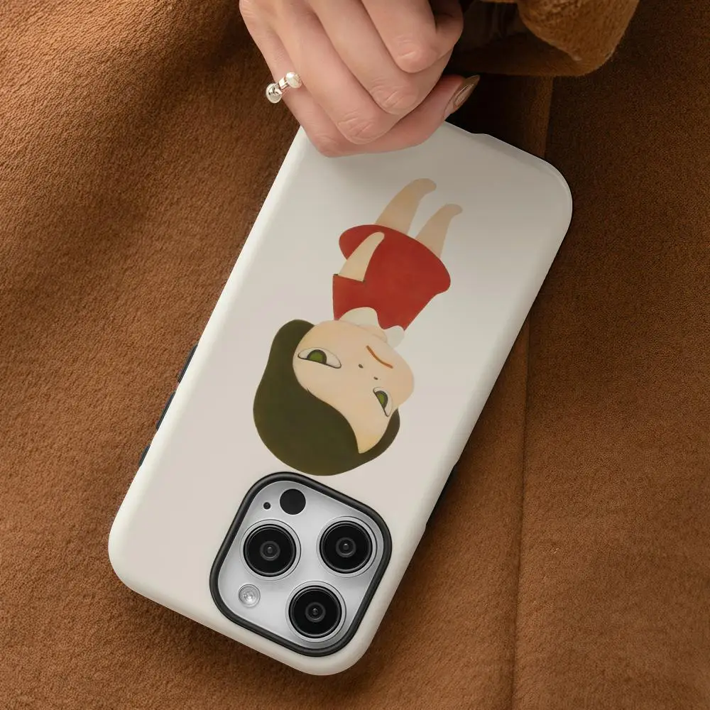Casing Ponsel Yoshitomo Nara untuk iPhone 16 15 14 13 12 11 Pro Max Plus Film Belakang Cair Dua Lapis HD Mengkilap Cangkang Keras