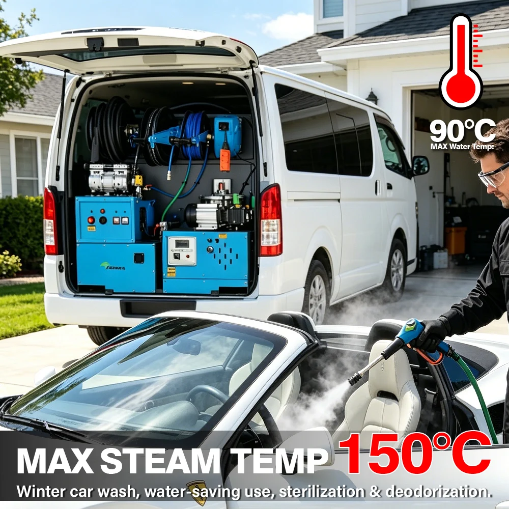 Multifunctional Mobile Detailing Van Setup High Pressure Temperature Hot Water Steam Cleaner Car Wash Cleaning Machine