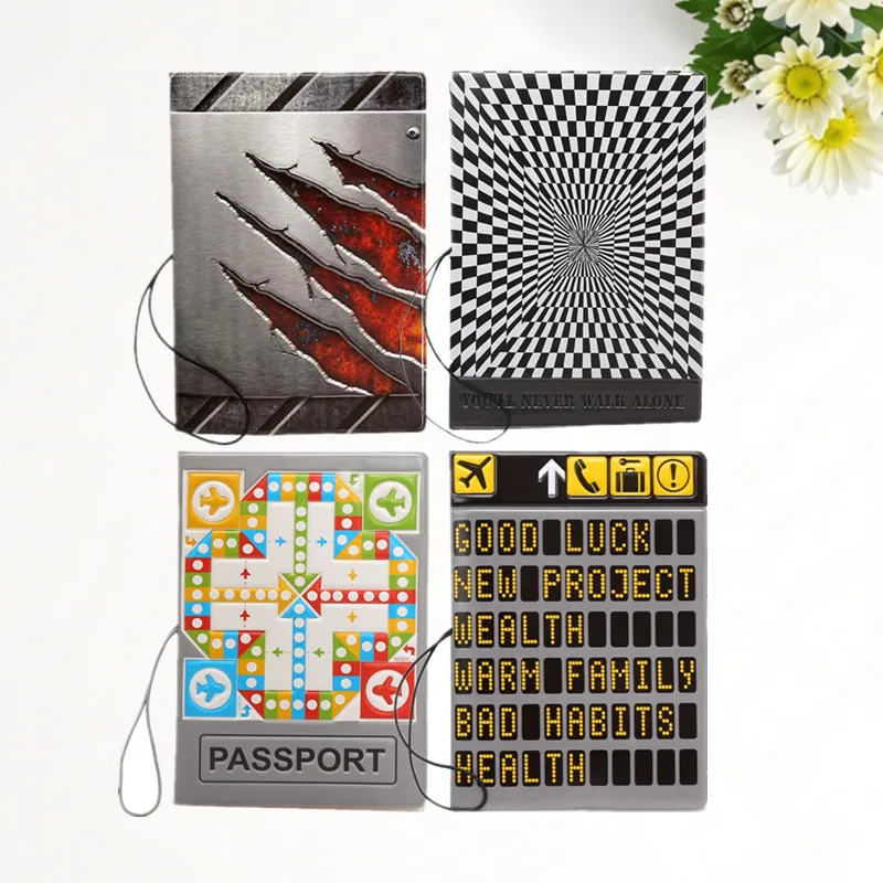 Flying Chess Print Passport Cover PVC Leather Ticket Wallet Passport Protective Case ID Credit Card Holder Travel Accessories
