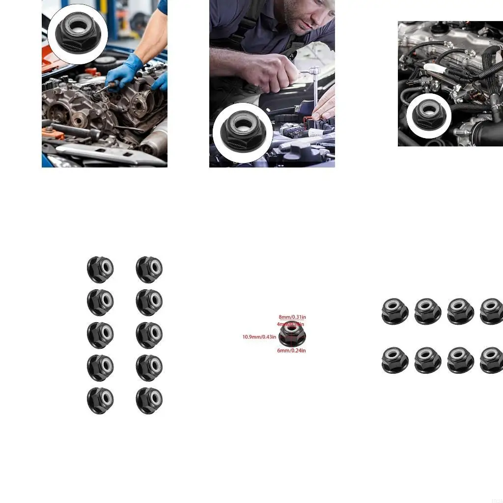 193A 10Pcs Flange Nut Hexagonal Locking Aluminum Nylon Lock Nut For Remote