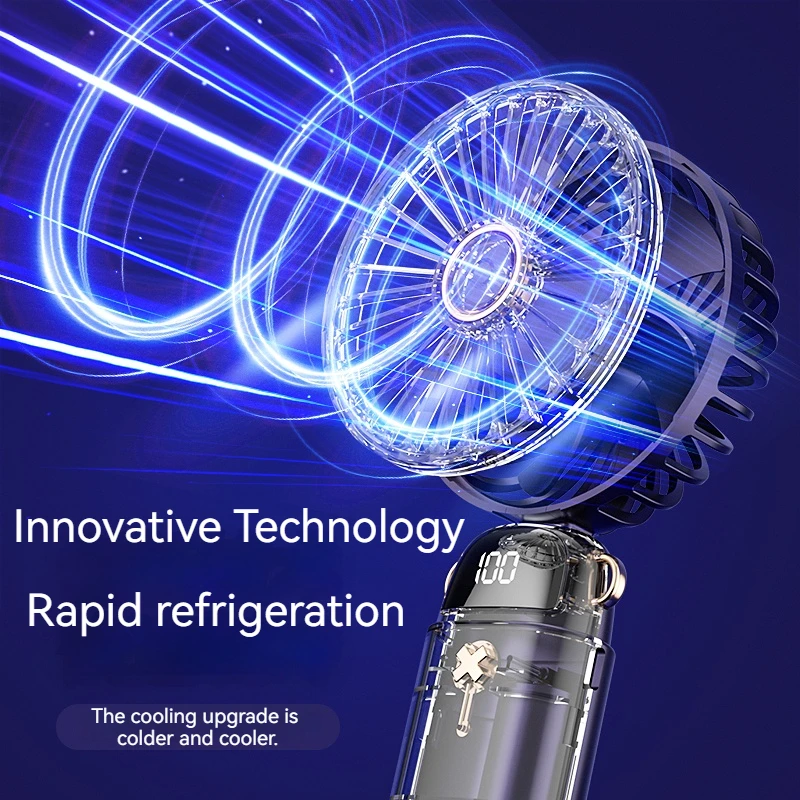 مروحة صغيرة محمولة باليد مع شاشة ليد رقمية ، شحن يو إس بي ، مروحة تعليق الرقبة ، رياضة خارجية ، طالب ، مكتب ، 5 سرعات ، أمبير/ساعة