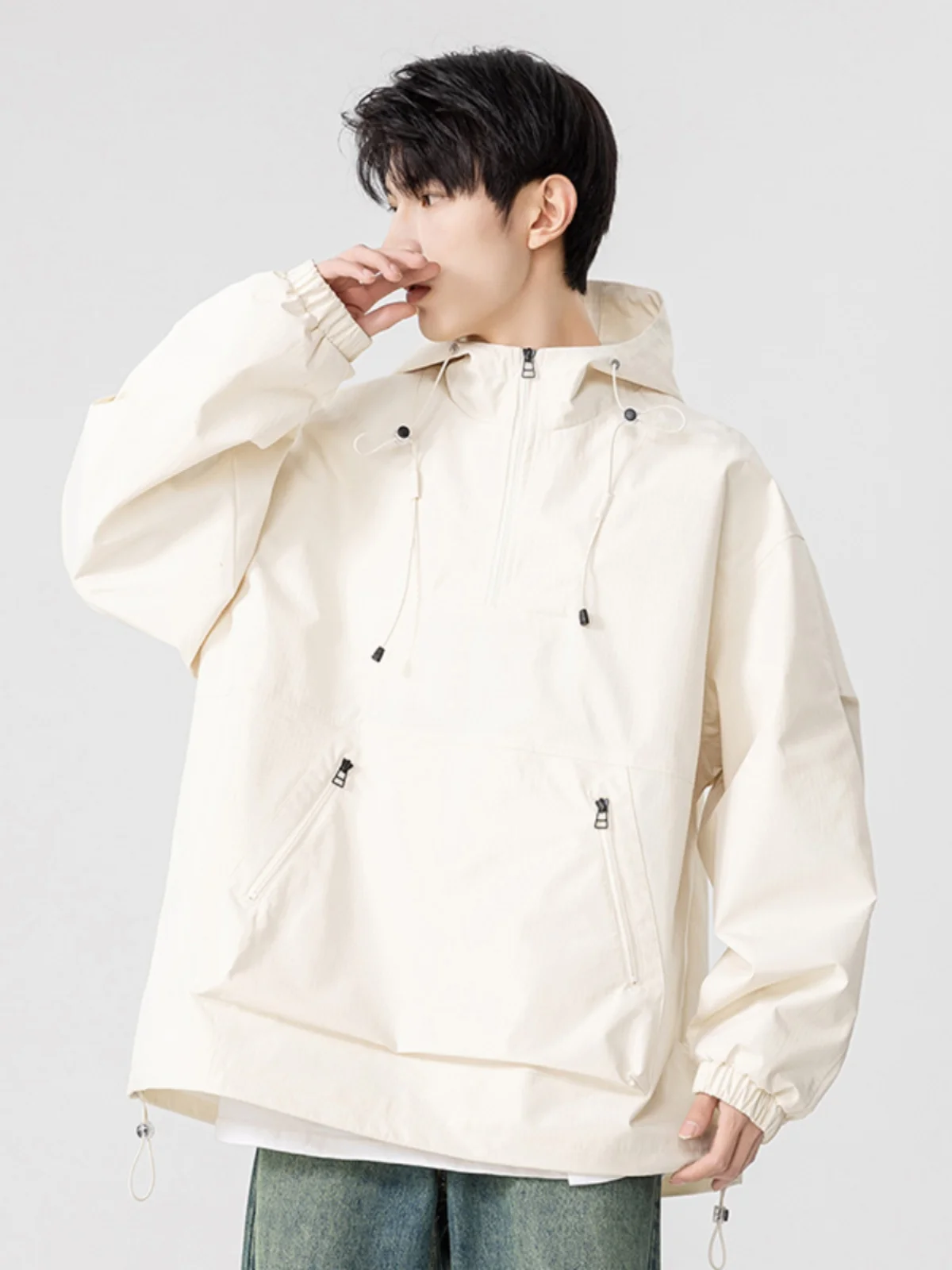 

Водонепроницаемая мужская куртка для активного отдыха, рабочая одежда, модная, для альпинизма, весна-осень, на молнии, с декоративными элементами, с защитой от сминания, повседневная