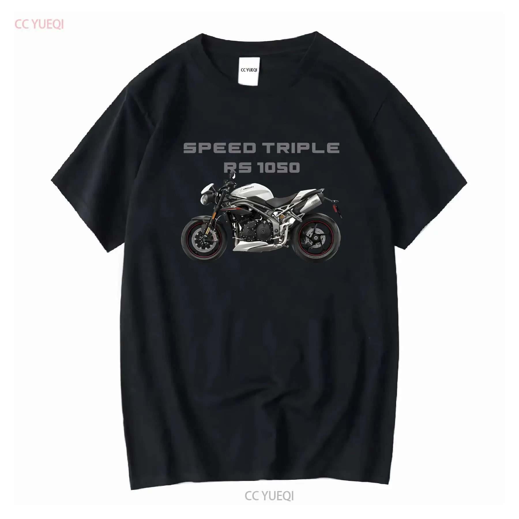 T Shirt Speed Triple RS 1050 Motorbike Motorcycle Biker  Crew Neck vintage Washed Slightly fashion Top For Everyday Wear Unisex