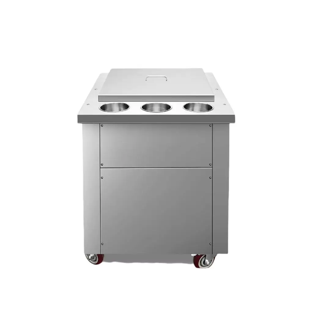 Small Commercial Catering Food Processing Machinery Rolled Ice Cream And Thai Fried Yogurt Machine With Motor Square Pot 32kg