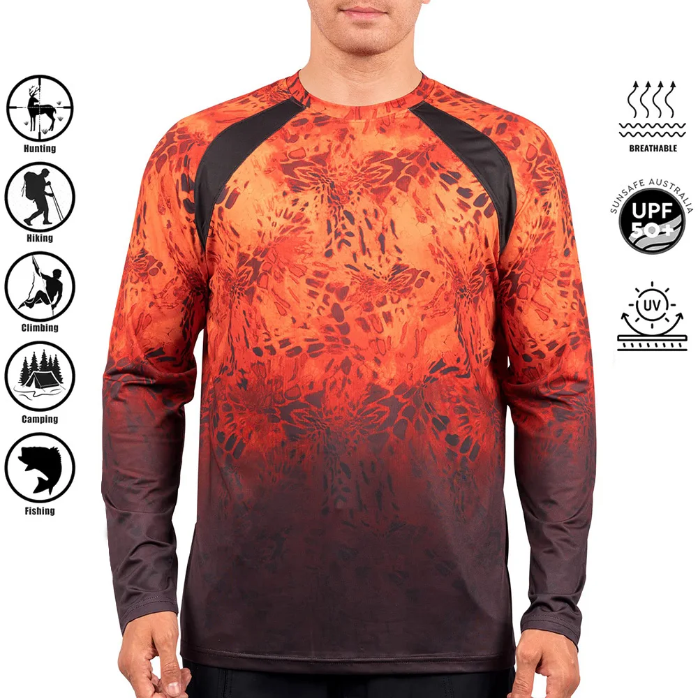 2025 Fishing Shirt Men's Long Sleeve Performance Shirt UPF 50+ Uv Protection Quick Dry Tops Camouflage Fishing Shirts