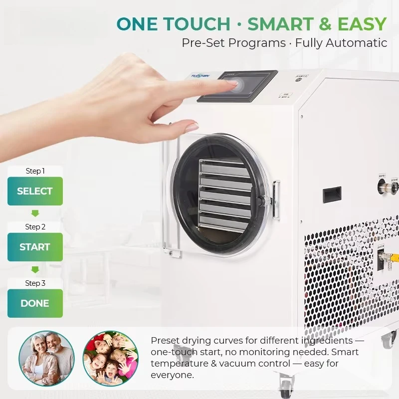 Home Freeze Dryer Machine Price Mini Vacuum Freeze Dryer Small Food Lyophilizer for Candy Fruit Pet Food Sale Customized