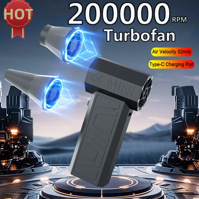 Ventilador turbo 200000 Rpm jet ventilador de ar sem fio tipo-c carregamento turbo ventilador violento sem escova espanador de ar elétrico carro espanador