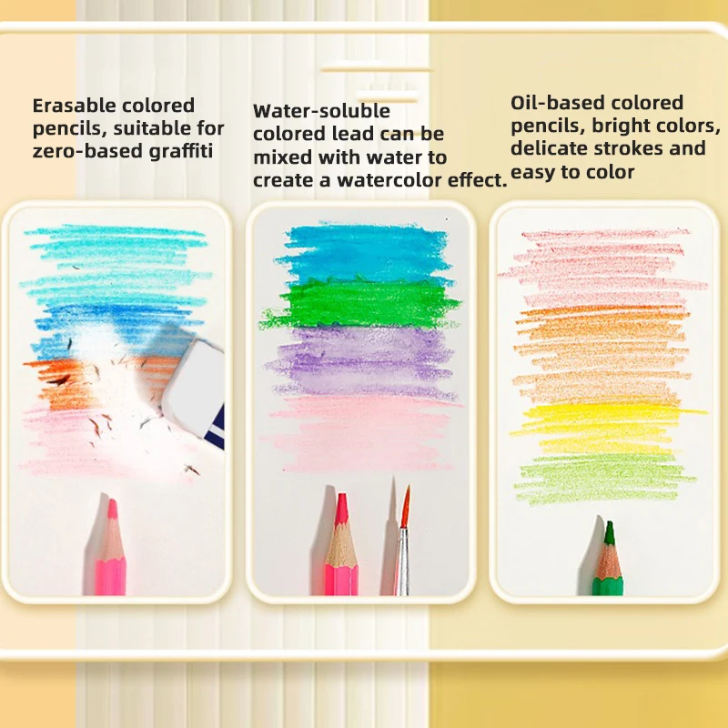 Water-soluble Colored Lead, Erasable Colored Pencil, Art Student Professional Oil Pencil, Brush Set, Painting Stationery