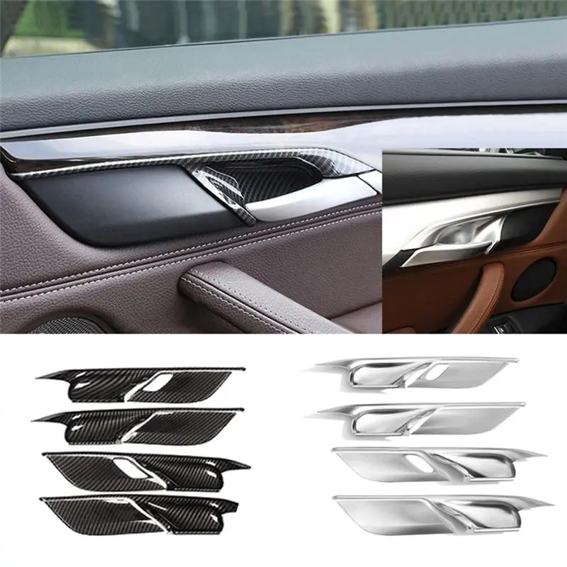 Stablize 4PCS Car Inner Door Handle Bowl Trim Cover For BMW X5 F15 X6 F16 2014-2018 Armrest Panel Frame Decorative Sticker