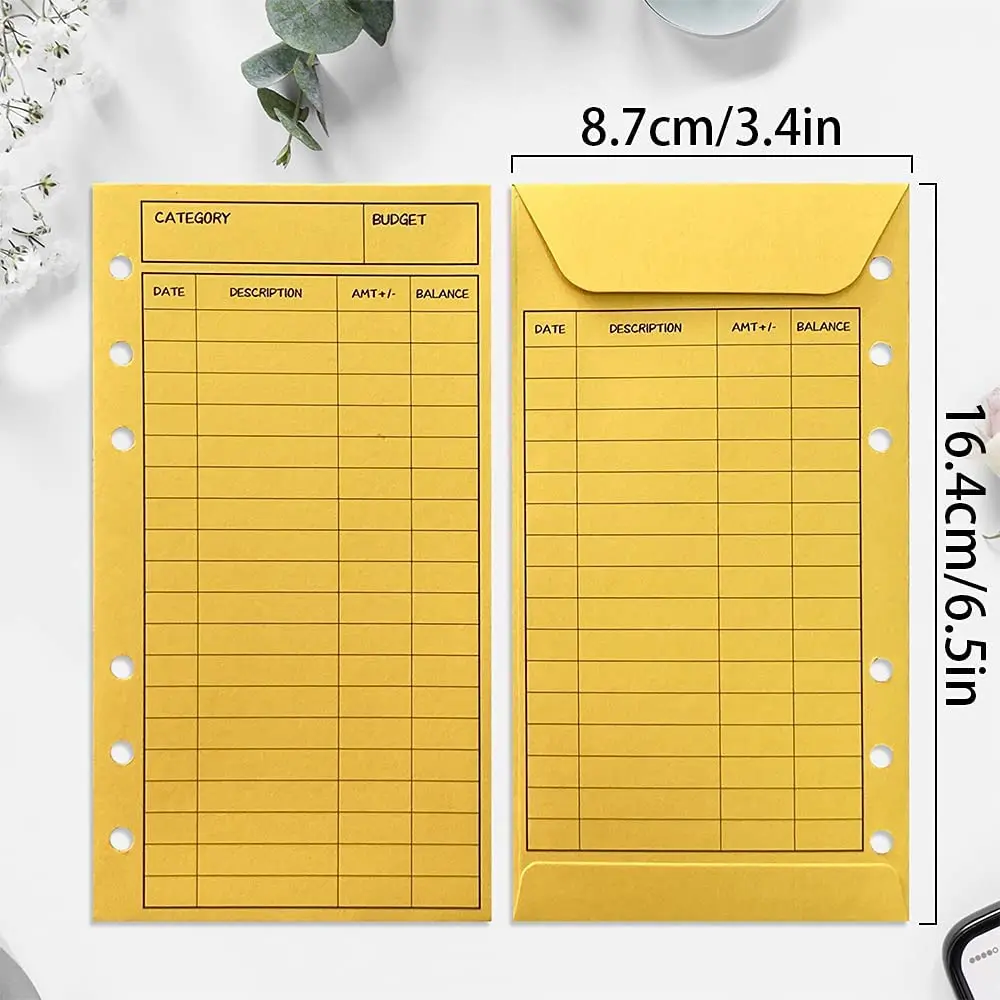 A29F-12 Color Budget Envelopes With Punch Hole Thicker Cash Envelope System Savings Money Organizer Envelopes
