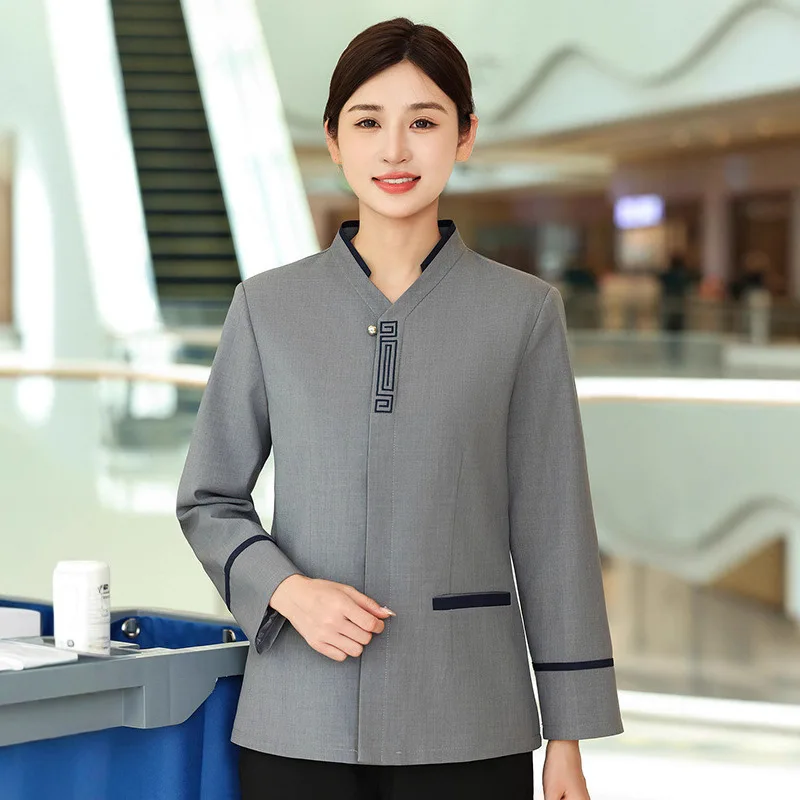 

Рабочая одежда с длинными рукавами для женщин на осень и зиму, подходит для отелей, гостевых домов, управляющих компаний, кинотеатров и для уборки помещений.