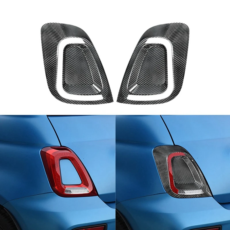 Carbon Fiber Car Rear Tail Light Cover Sticker For Fiat 500 Abarth 595 Abarth 695 2017 2018 2019 2020 2021 2022 2023