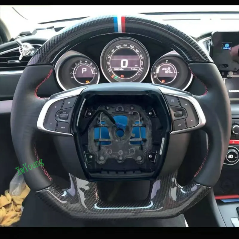 For Peugeot Citroen C4 B7 C4L DS4 Customized 100% Real Carbon Fiber Car Steering Wheel