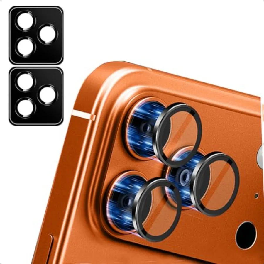 

2 Pack Camera Lens Screen Protector Tempered Glass For iPhone 17 Pro Max 17 Pro 2025 3D Alloy Ring Protective Cover Ultra Slim