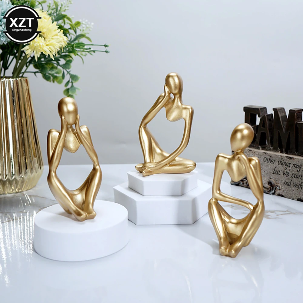 Nordic Abstract Resin Statue Thinker Character Sculpture Home Decor Miniature Figurine Living Room Office Decoration