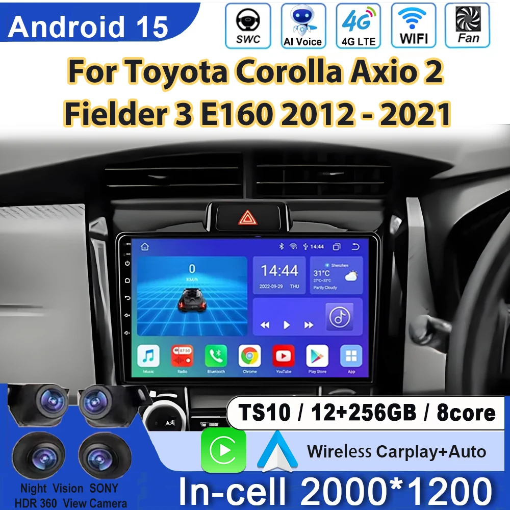 Android Carplay Car Radio Multimedia Player For Toyota Corolla Axio 2 Fielder 3 E160 2012 - 2021 Auto radio GPS Stereo No 2din