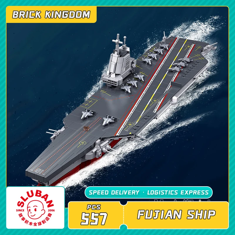 B1211 Sluban New Warship Building blocks Maritime Aircraft Carrier Model Building blocks Boy Toy Gift Warship Bricks Gifts