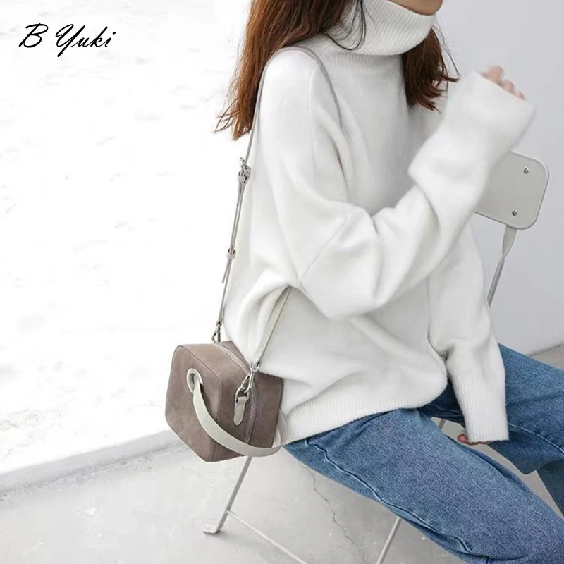 Blessyuki Oversized Cashmere Turtleneck Knitted Sweater Women Winter Thicken Warm Solid Basic Pullover Female Casual Soft Jumper