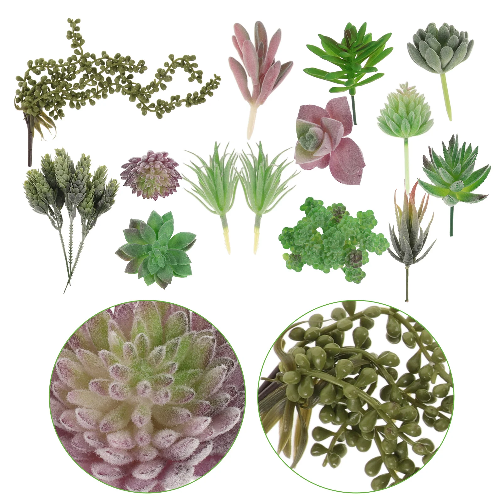 

14pcs Artificial Succulent Plants Decorative Ornaments Simulation Unpotted Arrangement Pick DIY Plant Ornament Realistic
