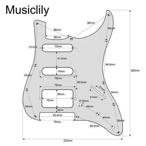 Imagen 2 del producto Musiclily Basic Golpeador ST-HSS estándar cargado precableado con juego de pastillas magnéticas Alnico 5 para guitarra eléctrica ST, 3 capas negro
