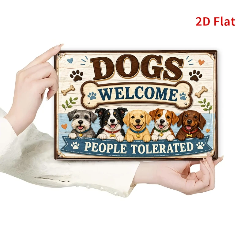 CIFBUY Rustic 2D Flat Aluminum Wall Art Waterproof Durable Dog Quote Plaque Porch Kennel Decor