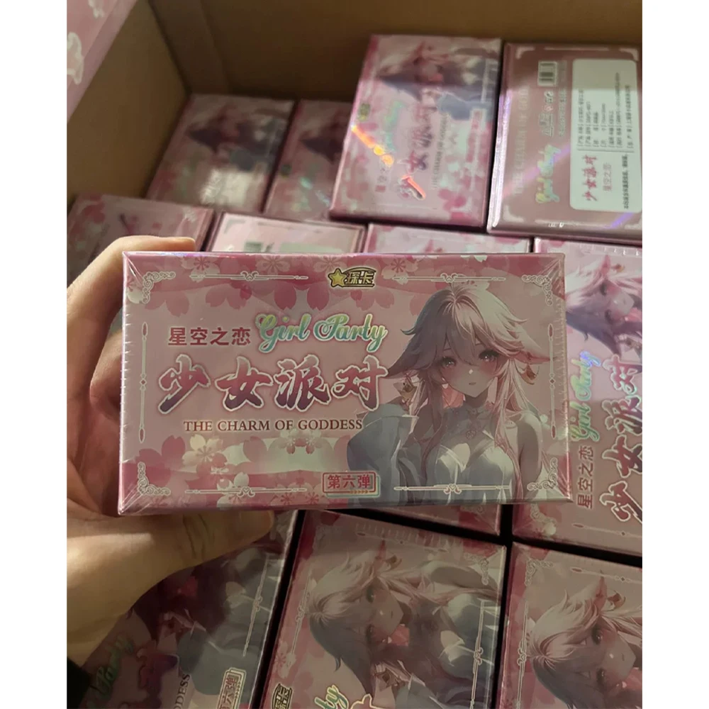 Nova festa de menina 6 cartões de história deusa caixa de prêmio de história deusa tcg ccg caixa de reforço anime menina maiô biquíni cartões