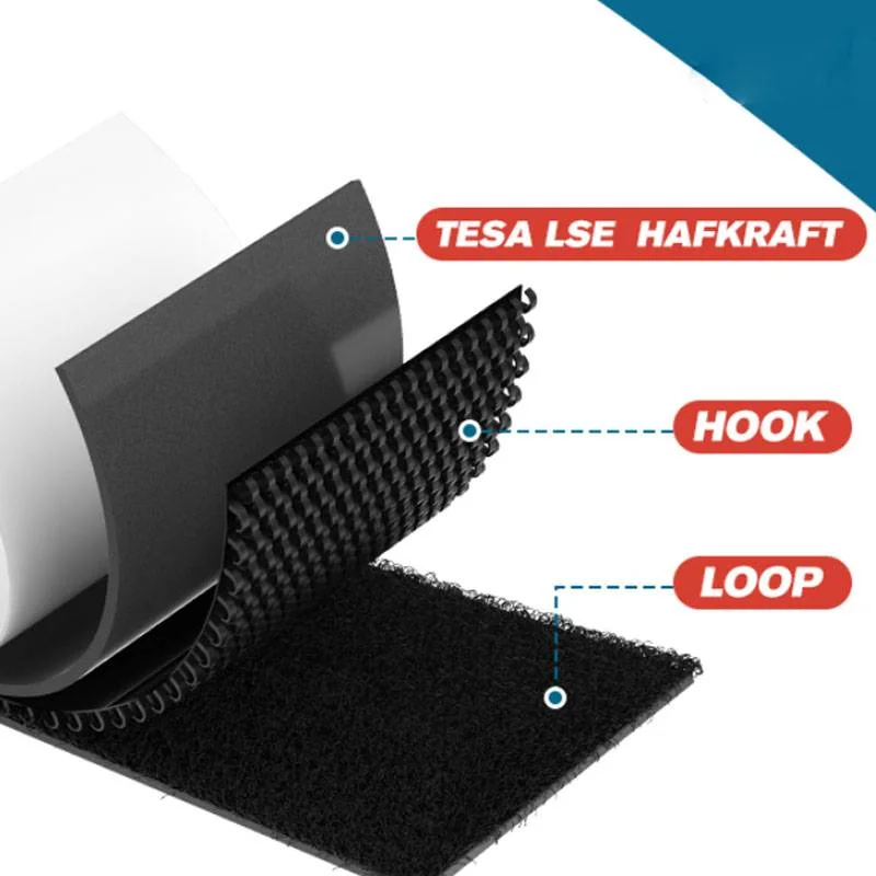 Protable 50mm×100mm Hook & Loop Tape Heavy Duty Self Adhesive Magic Tape Waterproof Reusable Nylon Strips For Home Office Fixing