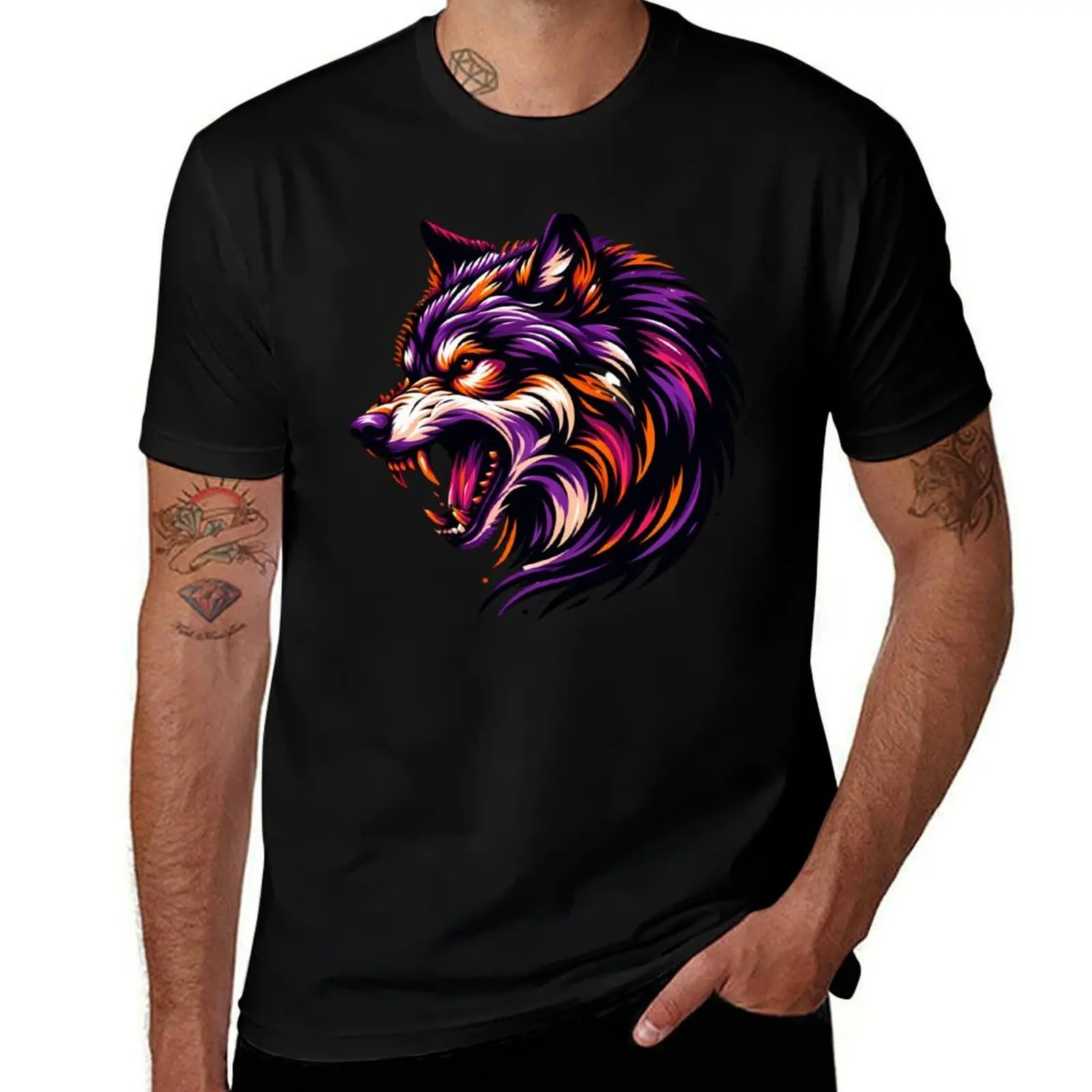 Growling Wolf Shirt T-Shirt Comfortable Workout Short Sleeve Shirt