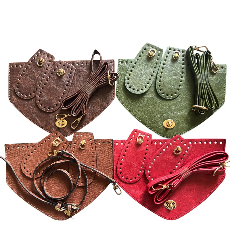 1 Set of Vintage-style Handmade Bag Accessories, Shoulder Strap, Bag Flap Clasp, 5-piece Material Set for DIY Woven Bag Making