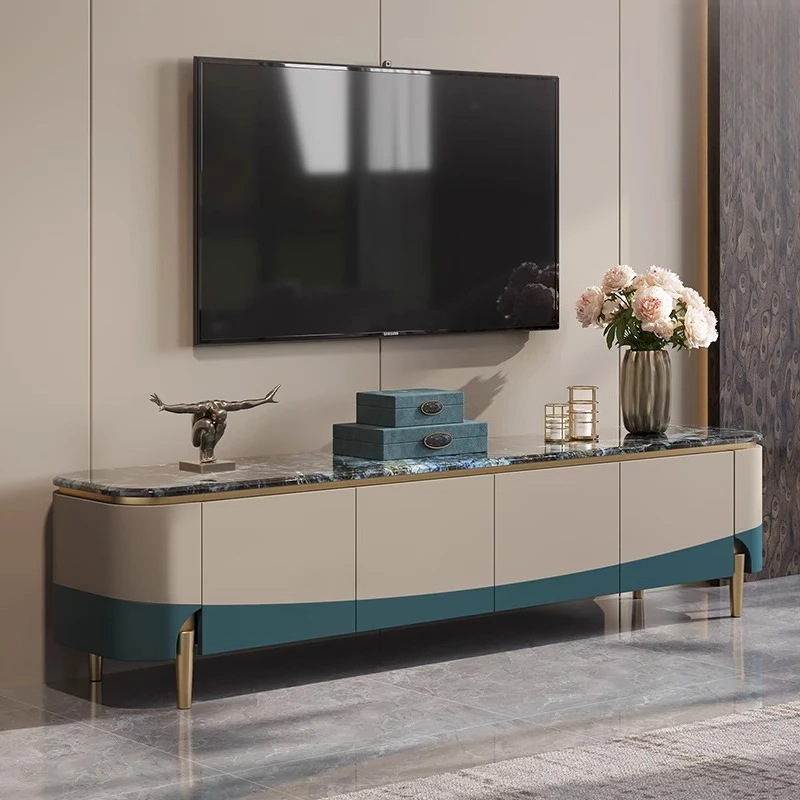 

Light luxury TV cabinet, small apartment marble furniture, modern fashion Italian high-end floor cabinet combination