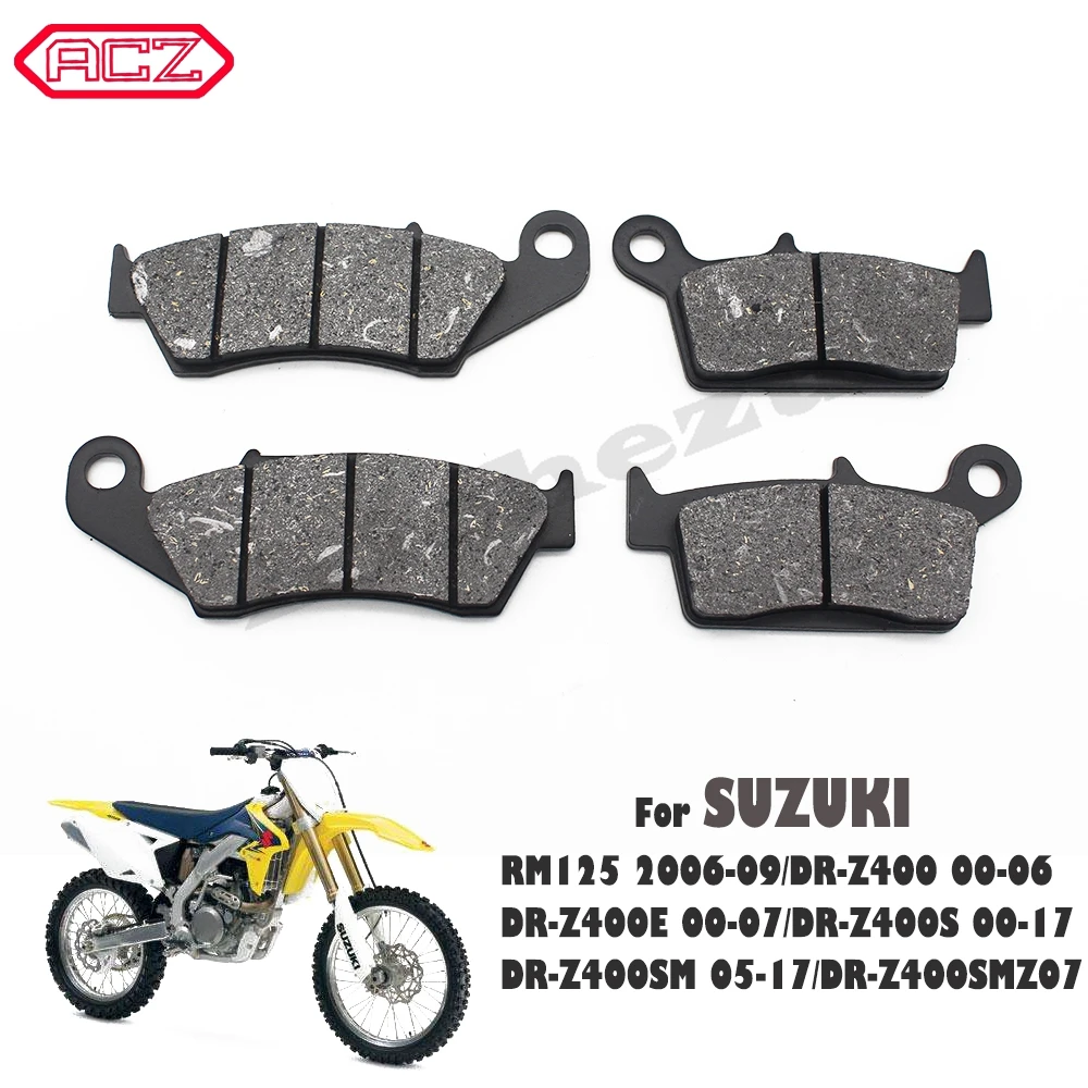 Motorcycle Front&Rear Brake Pads for SUZUKI DRZ400E 2000-2007 DRZ400S 2000-2017 DRZ400SM DRZ400SMZ DRZ400 E S SM SMZ RM125 06-09