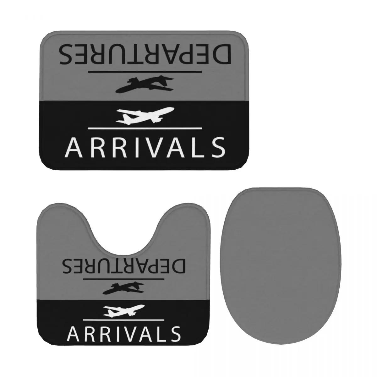 

Прибытия авиационных отделов, 3-х шт., коврик для ванной, набор для ванной комнаты, крышка унитаза, домашний декор, нескользящий ковер, напольный коврик