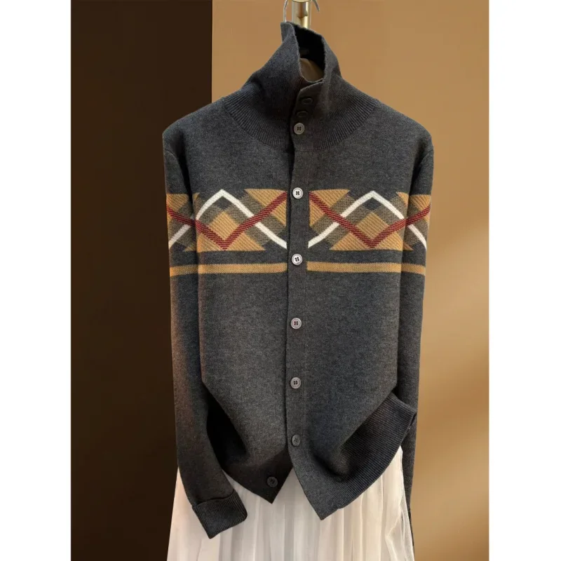 

Корейский модный полосатый свитер контрастного цвета, женский осенний новый водолазка, кашемировый кардиган, повседневный женский трикотаж