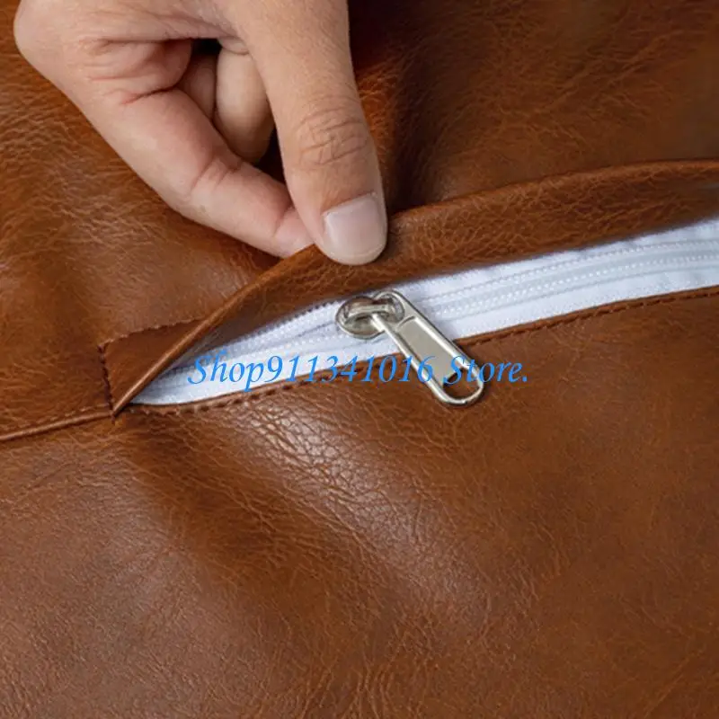  Square Footstool Cover with Concealed Opening Leather for Changing Soft Filling