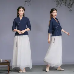 New Tai Chi Uniform Tang Suit Hanfu Chinese Style Zen Suit Summer Retro Women Tea Suit Traditional Chinese Clothing for Women