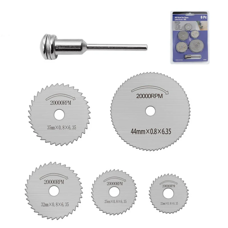  6Pcs Mini Circular Saw Blade, Hss Cutting Disc, Rotating Drilling Tool Accessories For Wood Plastic And Aluminum