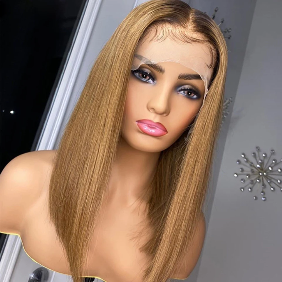 

Glueless Natural Ombre Blond Straight 5x5 Silk Base Human Hair with BabyHair Soft HD Lace Hair Preplucked