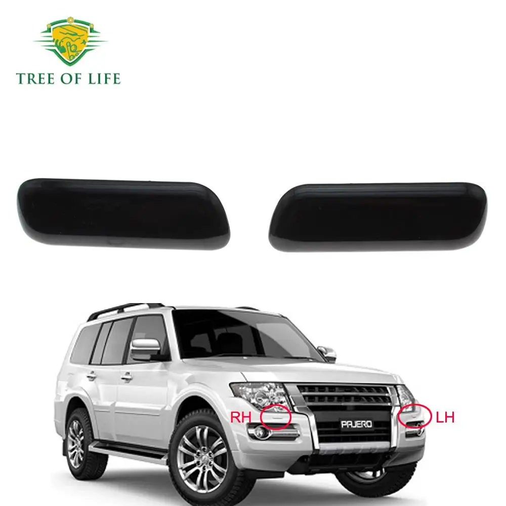 

Black Grey For Mitsubishi Pajero V97 V93 Montero 8264A027 8264A028 Front Bumper Headlight Washer Spray Nozzle Cover Cap RH LH