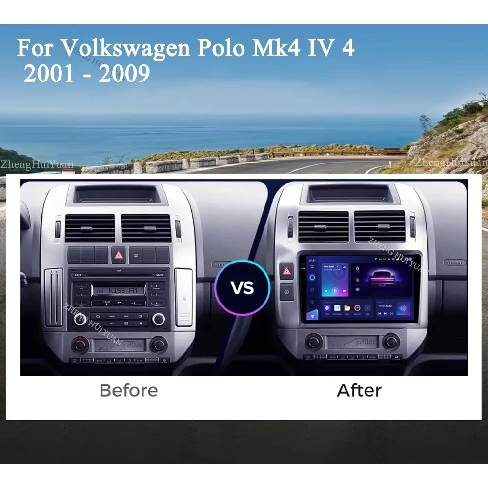 Android 16 For Volkswagen Polo Mk4 IV 4 2001 - 2009 Carplay Auto 2K Screen Car Radio Multimedia Player WIFI 4G DSP Autoradio Ste