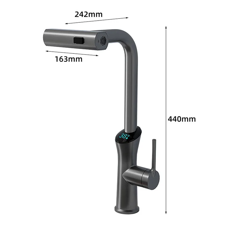 다기능 LED 디지털 디스플레이 탭, 회전 풀아웃 냉온수 믹서, 주방 수도꼭지, 야채 세척 대야, 신제품