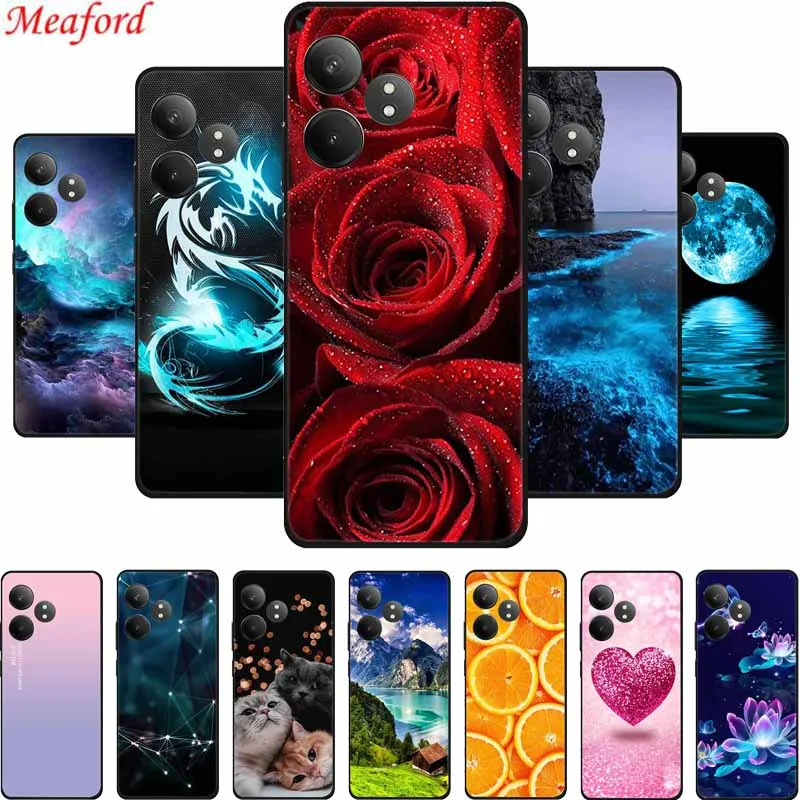 Phone Case For Realme GT 6 Back Cover Case Shockproof Black Silicone Soft Funda For Realme GT6 Case 6.78