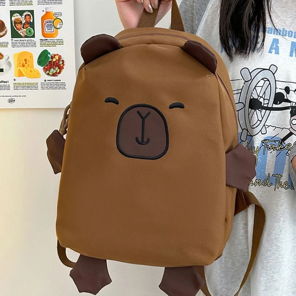 

Large Capacity Capybara Nylon Backpack Korean Style Kawaii Capybara School Bag Shoulder Bag Handbag Cartoon Students Book Bag