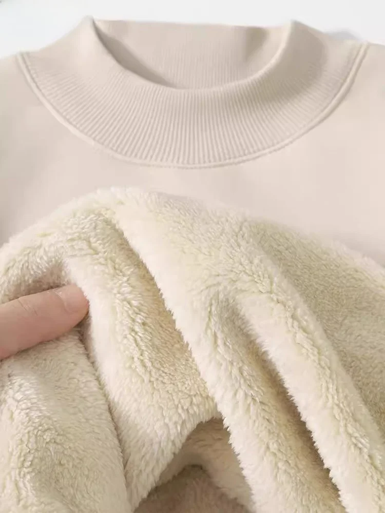 

Men's Fce Lined Loose Fit f High Collar Thermal irt Warm Inner Wear Sweatirt Youth Casual Sle Autumn Winter Top