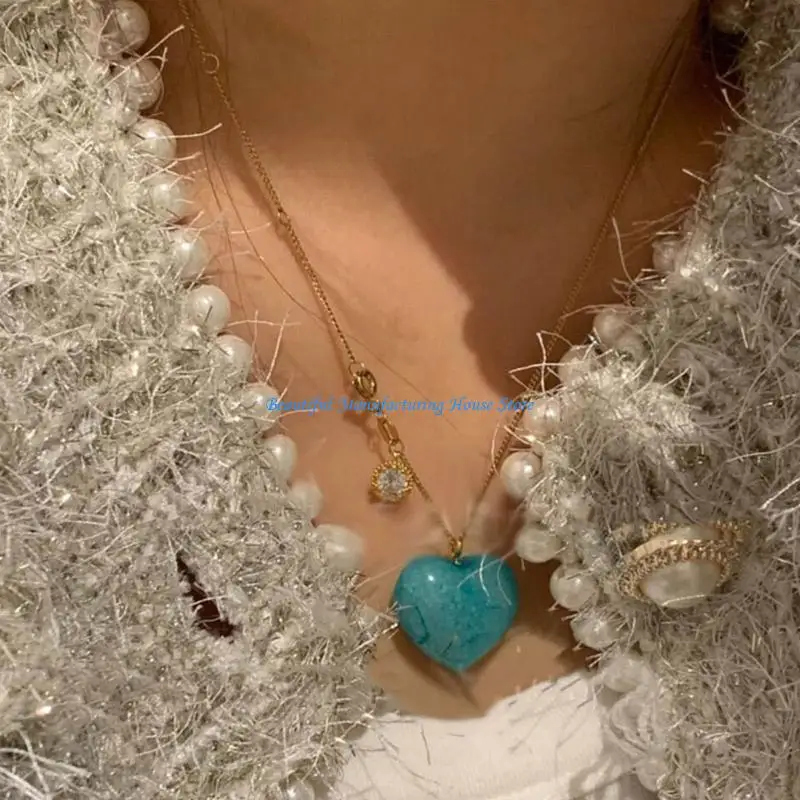 

E56A Vintage Heart Pendant Necklace Clavicle Chain Fashion Charm Thin Chain Necklace Simp Jewelry Choker Collar Necklace