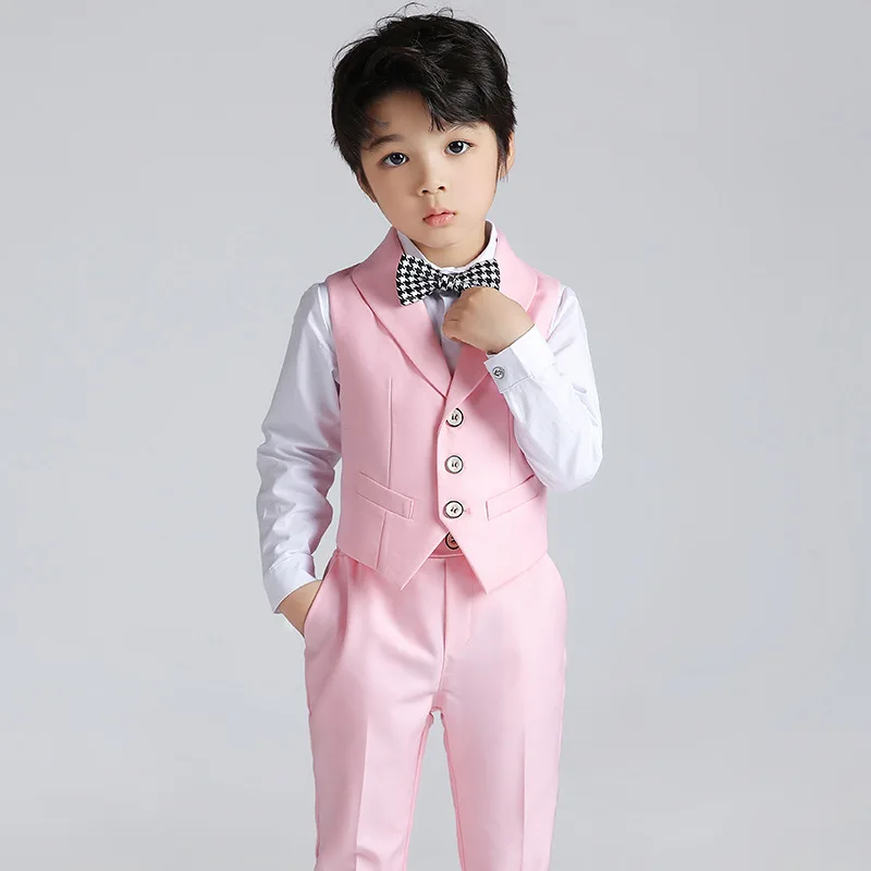 Children's suit dress Summer British short-sleeved vest suit Boys host speech piano catwalk performance suit men Large size