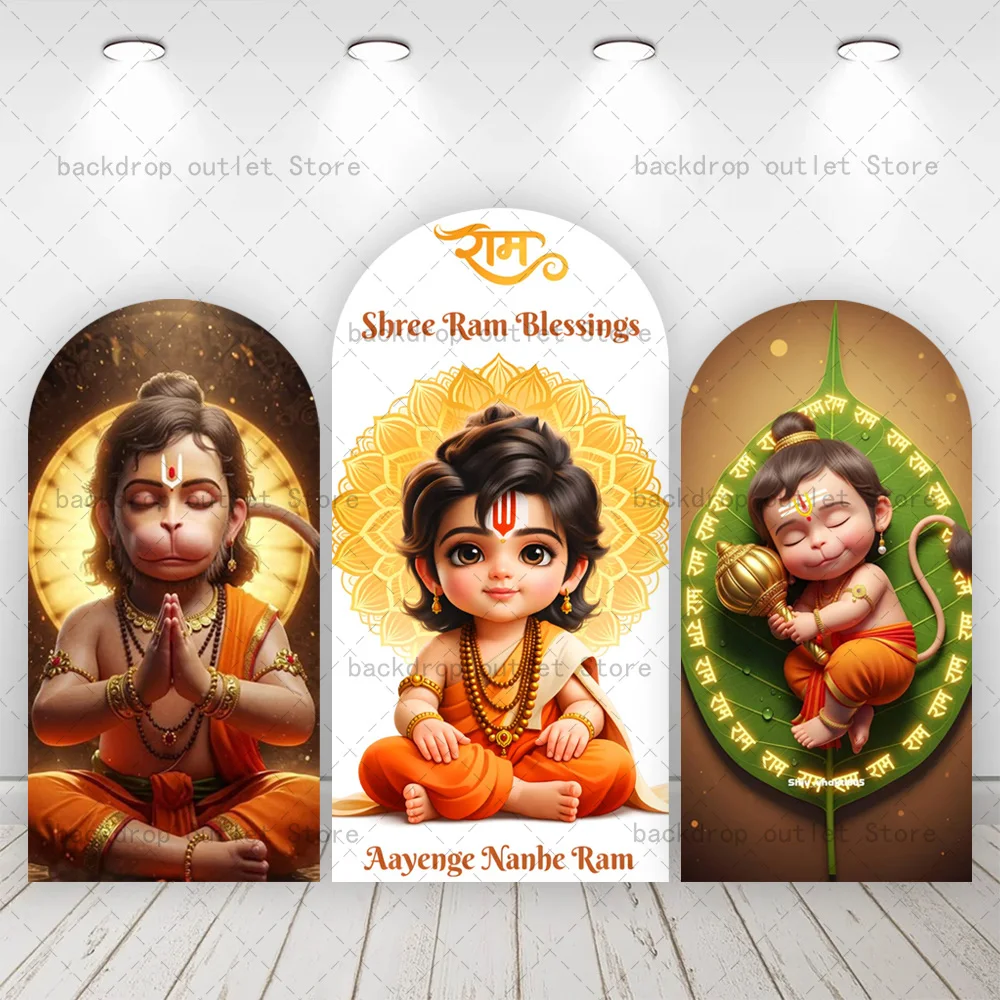 Mehofond India God Arch Cover Backdrop Decor Hindu God Ram Hanuman Baby Shower Kids Birthday Festival Decor Background