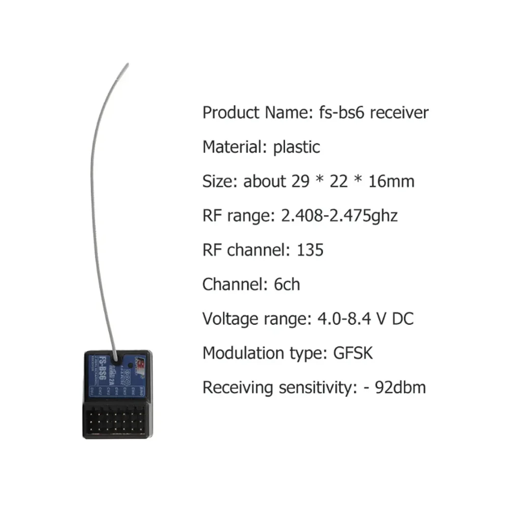 FlySky FS-BS6 Receiver 2.4Ghz 6CH AFHDS2 for FS-GT5 FS-IT4S Transmitter 6 Channel  RC Car Boat Parts