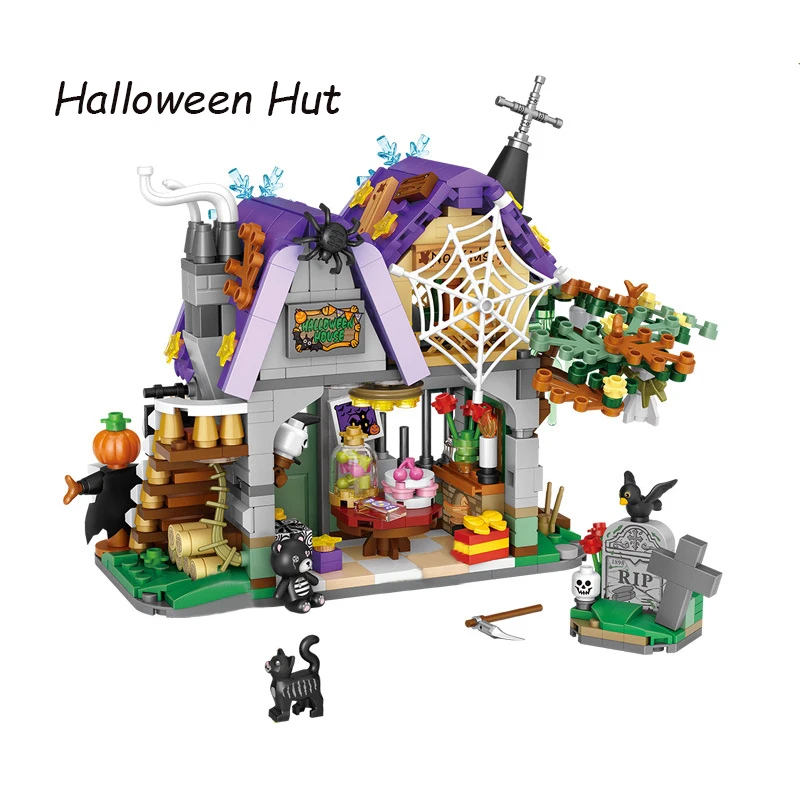 LOZ Creative MINI Halloween Hut House Building Block MOC Pumpkin Carriage Happy Halloween Decoration Bricks Boys Kids Toys Gifts