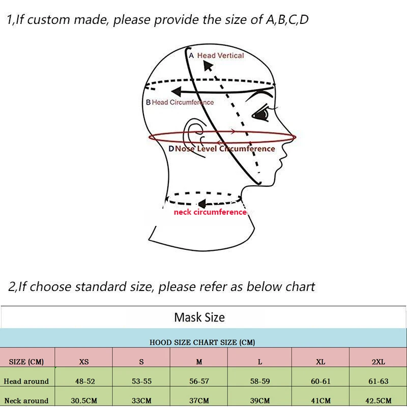 Latex Mask with Transparent Clear Face Rubber Headwear Hood RedLatex mask blindfold - for 2 hairpieces