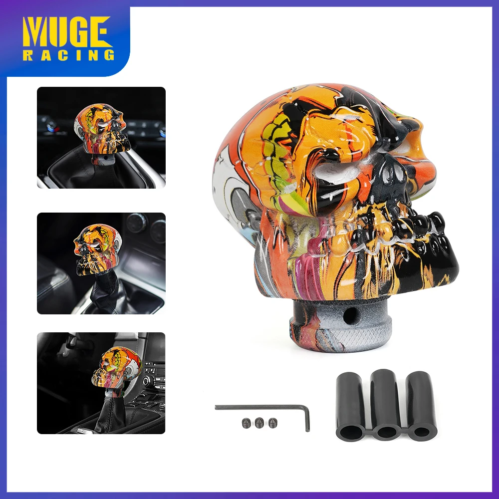 

Manual Car Resin Skull Shaped Street Style Graffiti Gear Shift Knob Mixed Pattern Gear Stick Shifter Lever Handle SFN153